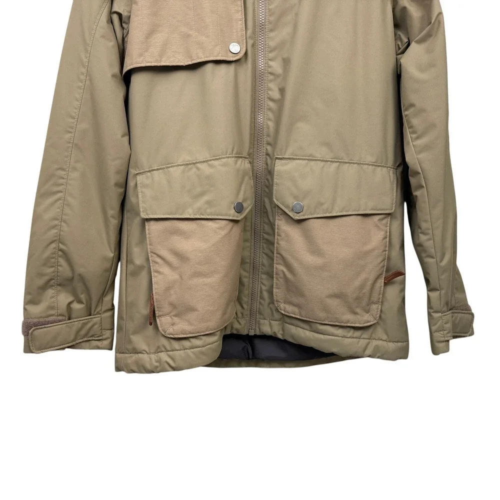 Columbia Omni-Tech Women's Tan Faux Fur Hooded Waterproof Ski Snow Jacket Size S